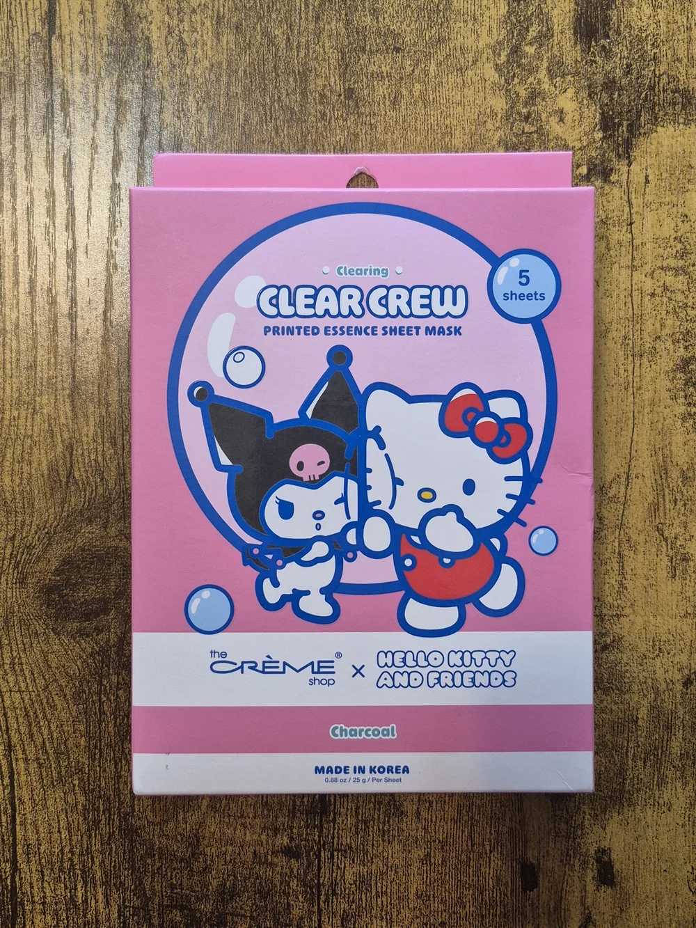 The Crème Shop Hello Kitty Clear Crew Charcoal Sheet Mask 5-Pack NIB